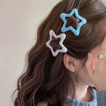 Sevimli Yıldız Şekli Tokalar Kızlar İçin Moda Peluş Yıldız saç tokası Headdress Barrette Çocuk BB Yan Patlama Klipleri saç aksesuarları