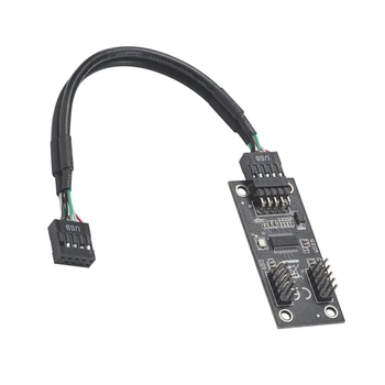 USB Hub USB Splitter USB2. 0 9pin Çift 9Pin Hub adaptör yükseltici Anakart USB 9Pin Konektörü 1 İla 2 Uzatma Kablosu Siyah