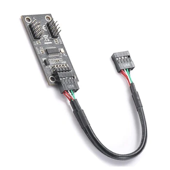 USB Hub USB Splitter USB2. 0 9pin Çift 9Pin Hub adaptör yükseltici Anakart USB 9Pin Konektörü 1 İla 2 Uzatma Kablosu Siyah