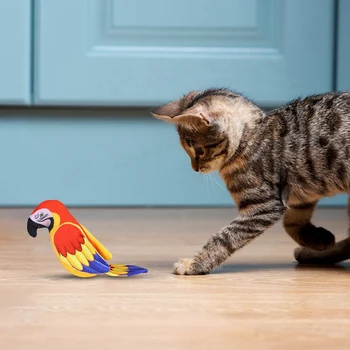 Interaktif Kedi Oyuncak Peluş Kuşlar Şekil Scratch Oyuncak Gerçekçi Kuş Sesi ile Kedi Oyuncak Gıcırtılı Tüy Dropship