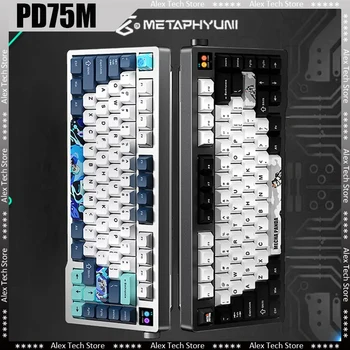 Kablosuz Mekanik oyun Klavyesi Metapanda Pd75m Metaphyuni 3 Modlu Bluetooth Alüminyum Alaşımlı Aksesuar Bilgisayar Hediyeler İçin
