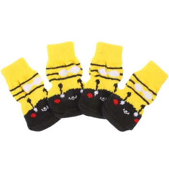 4 adet Köpek Kış Çorap Kaymaz Pet Çorap Sevimli Karikatür Çorap Pamuk Çorap Küçük Orta Büyük Köpekler için(S)