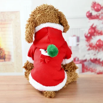 Pet Pamuk Sevimli Giysiler Noel Günü Kostüm Hoodie Kış Pet Bodysuit Köpek Ve Kedi İçin Sıcak Tutmak Kırmızı