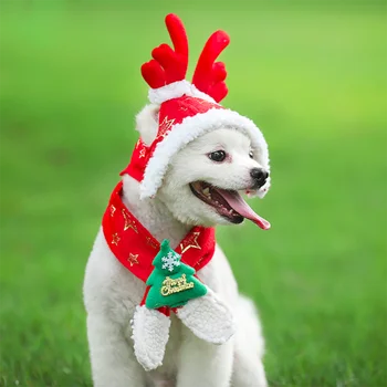 Köpek Kedi Kapaklar Pet Santa Doğum Günü Eşarp Boynuz Noel Şapka Kostüm Yavru Yavru Küçük Evcil Hayvan Aksesuarları