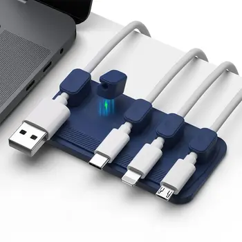 Manyetik Fare Tel Organizatör Masaüstü Silikon Kablo Klipsi Kablo Sarıcı Sıra Fiş Kendinden Yapışkanlı Sabit USB Şarj Hattı Tutucu