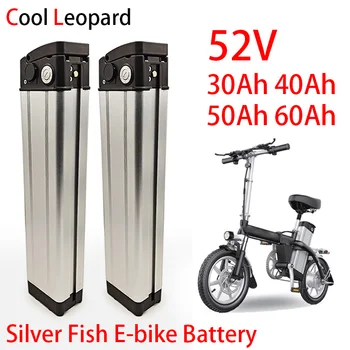 Yeni 52V 30Ah 40Ah 50Ah 60Ah Lityum Pil,gümüş Balık Tarzı Elektrikli Bisiklet Pil İle Alüminyum Kasa Anti-hırsızlık Kilidi