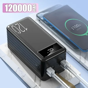 Güç Bankası 120000mAh Taşınabilir PD Hızlı Şarj Taşınabilir Şarj Powerbank Harici Pil iPhone 14 13 12 Pro Xiaomi