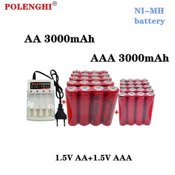 POLENGHI 8-40 ADET 1.5 V AAA 3000mAh + 1.5 V AA 3000mAh nikel hidrojen ön şarjlı pil + şarj cihazı için kullanılan mikrofon oyuncaklar