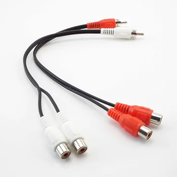 Yeni 1 ila 2 Yollu Y Splitter Kablo RCA Erkek 2 Dişi fiş konnektörü Ses Adaptörleri Tel Kordon 0.25 Metre Ses Kabloları