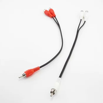 Yeni 1 ila 2 Yollu Y Splitter Kablo RCA Erkek 2 Dişi fiş konnektörü Ses Adaptörleri Tel Kordon 0.25 Metre Ses Kabloları