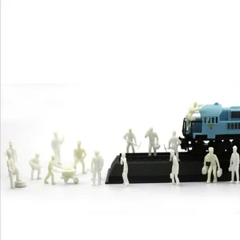 Beyaz Ho Ölçekli Tren Çalışma Modu Minyatür İşçiler İçin Araçlar İle Demiryolu Yapı Sahne Düzeni Oyuncaklar Mimari Figürler