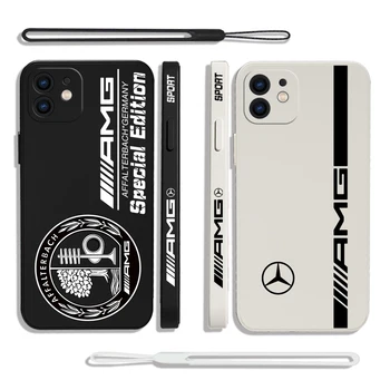 Lüks spor araba Telefon Kılıfı için iPhone 15 14 13 12 11 Pro Max Mini X XR XSMAX 8 7 Yumuşak Sıvı Silikon Kapak