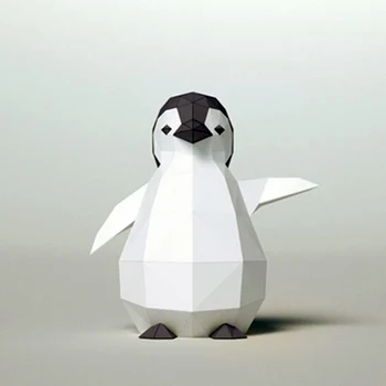 Sevimli Penguen Antarktika Deniz Hayvan Kağıt model seti Papercrafts 3D DIY Süsler Ev Odası Dekor Modern Minimalist Tarzı