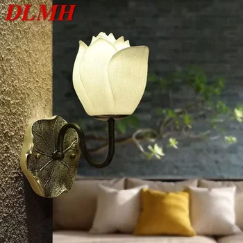 DLMH çağdaş Lotus duvar lambası sanat oturma odası yatak odası çay odası koridor dekoratif ışık