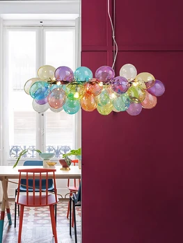 Renkli cam serisi Artisti üzüm G9 LED tavan avize kolye ışık süspansiyon armatür Lampen yemek odası için