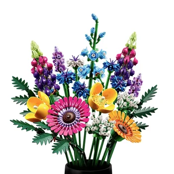 Kır çiçeği Buket Blokları Uyumlu 10313 yapay çiçekler Oluşturucu Botanik Parça Yıldönümü Doğum Günü Tuğla Hediyeler