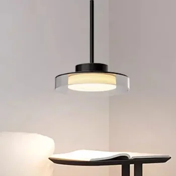 Modern LED kolye ışık 1/3 kafa demir akrilik disk uzaktan kumanda asılı ışıklar yatak odası oturma odası yemek odası kapalı fikstür