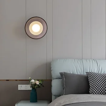 LED İskandinav Duvar Lambası Yuvarlak Cam yatak odası için lamba Oturma Yemek Çalışma Odası Arka Plan Duvar Kapalı Basit Ev Dekoratif Fikstür
