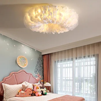 Iskandinav Modern Basit Romantik Sıcak Tavan Lambası Yaratıcı Renkli Tüy Led Aydınlatmaları Yatak Odası Oturma Odası Dekor Armatürleri