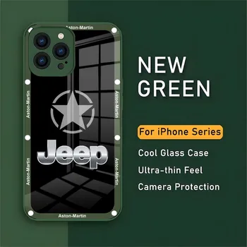 Kamuflaj Spor Araba Jeep Logo Mousepad Yeni İphone 15 14 13 12 11 Pro Max X XS XR 7 8 Artı SE Metalik Boya Cam durumda