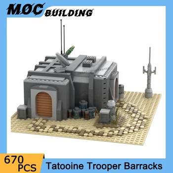 Film Kale MOC Yapı Taşları Tatooine Trooper Kışla Modüler Sokak Görünümü Modeli DIY Montaj Tuğla Koleksiyonu Oyuncaklar Hediyeler
