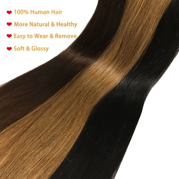 Bant insan saçı postiş %100 % Remy doğal insan saçı 16-26 inç Düz Uzantıları Dikişsiz Cilt Atkı Yapıştırıcı Kadınlar için