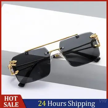 Güneş gözlüğü Büyük Boy Çerçevesiz Metal Güneş Gözlüğü moda güneş gözlükleri Gafas Sol Mujer Gözlük Uv Koruma Kenarlıksız Metal