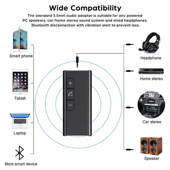 Bluetooth 5.1 Alıcı Mini Kablosuz Ses Adaptörü Taşınabilir Bluetooth Stereo Çıkış Ses Alıcısı Kulaklık Hoparlör