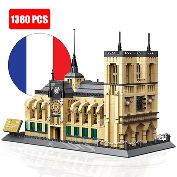 Şehir Sokak Görünümü Dünyaca Ünlü Mimari Notre Dame De Paris Skyline Londra Köprüsü Modeli oyuncak inşaat blokları Çocuklar için Hediyeler