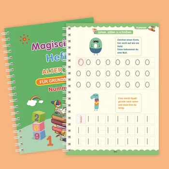 4 Kitap / Set Alman Sihirli Kitap Çocuklar için Montessori Kaligrafi Kitap El Yazısı Sihirli Defter Yazmayı öğrenmek Alman Defterini